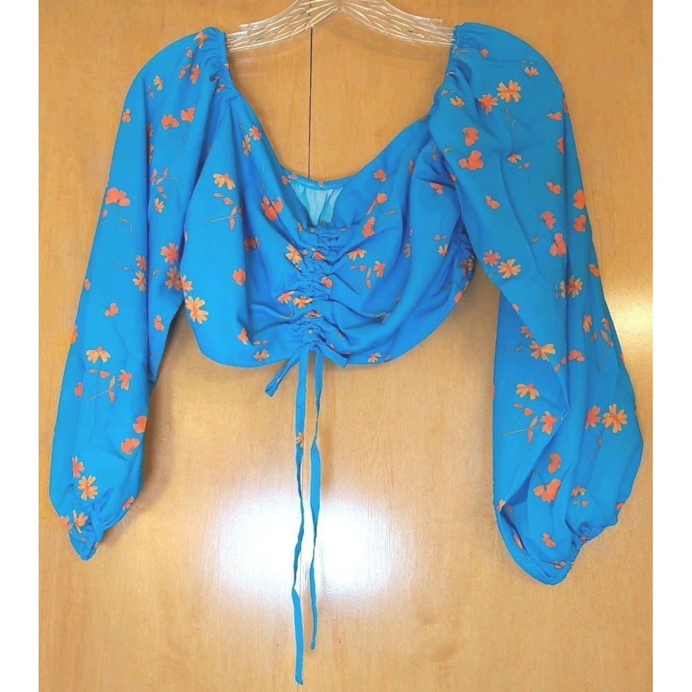 NEW! ASOS Design ASYOU Women's Ruched Halter Top in Blue Ditsy Floral US Size 8